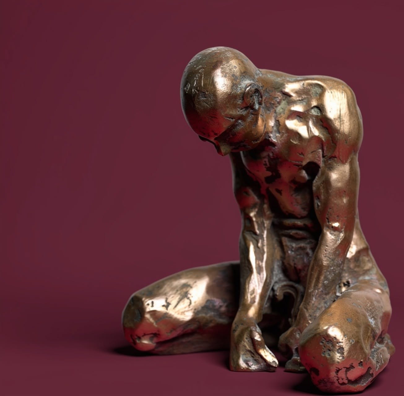  sculpture, contemporaine, technique, cire perdue, lost wax, bronze, fonderie du champ bon, atelier de la cire perdue, audrey flechet, flechet, le pénitent , pierre louis