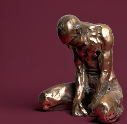  sculpture, contemporaine, technique, cire perdue, lost wax, bronze, fonderie du champ bon, atelier de la cire perdue, audrey flechet, flechet, le pénitent , pierre louis