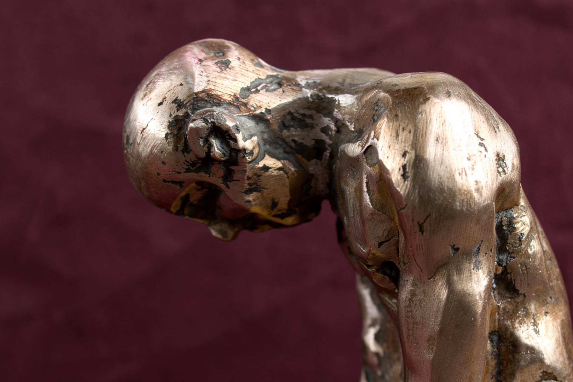  sculpture, contemporaine, technique, cire perdue, lost wax, bronze, fonderie du champ bon, atelier de la cire perdue, audrey flechet, flechet, le pénitent , pierre louis